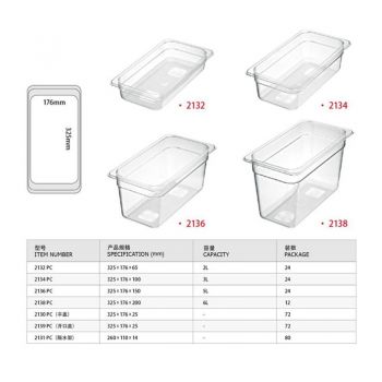 Kitchen Knock Gastronorme Pan - PolyCarbonate 1/3 - Clear - 150mm