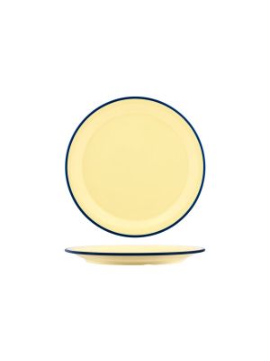 JAB Vintage Yellow / Blue Rim Round Plate 255mm